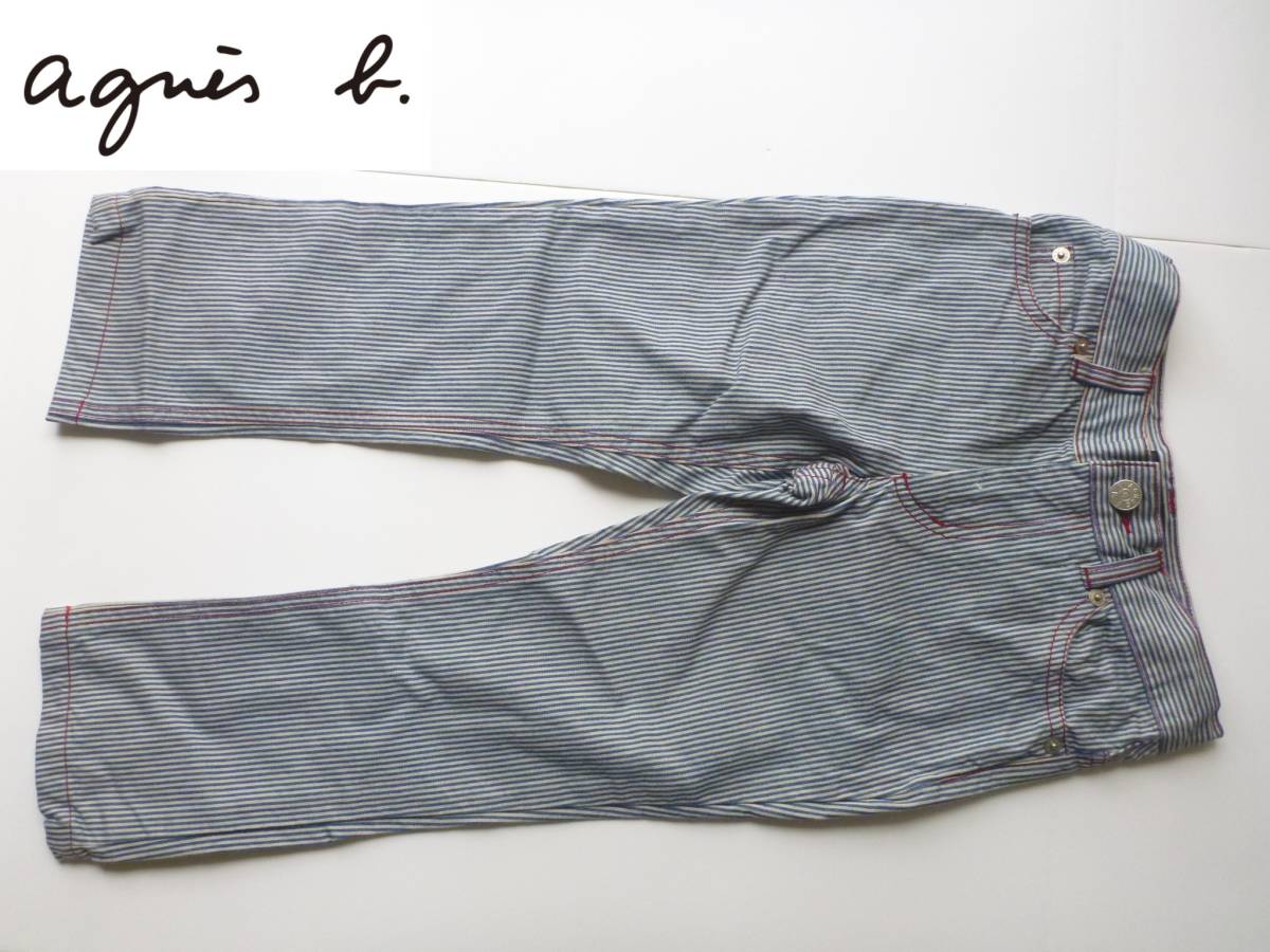 超美品 agnes b. アニエスベー★紺 ストライプ柄 パンツ 110相当 4拍卖