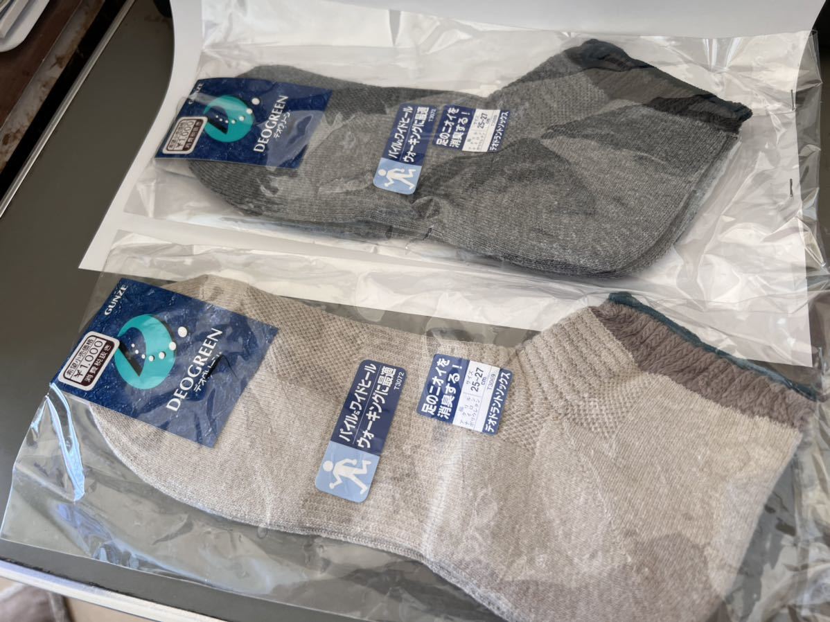 ◆未使用◆DEOGREEN デオグリーン メンズ 25〜27センチ デオドラントソックス 2足セット クルー丈 グンゼ GUNZE 靴下◆A-2674②拍卖