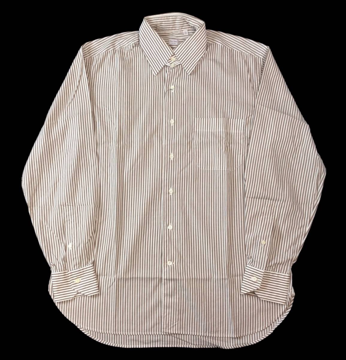 SAN SIRO イタリア製 ストライプ ドレスシャツ ブラウン×ホワイト メンズ 161/2-42 送料250円拍卖