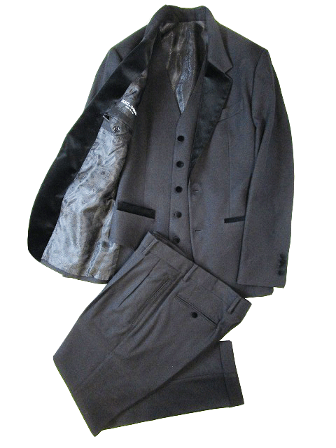 (D) 新同 DOLCE&GABBANA 3ピース セットアップ スーツ ベルベット イタリア製 ドルチェアンドガッバーナ拍卖