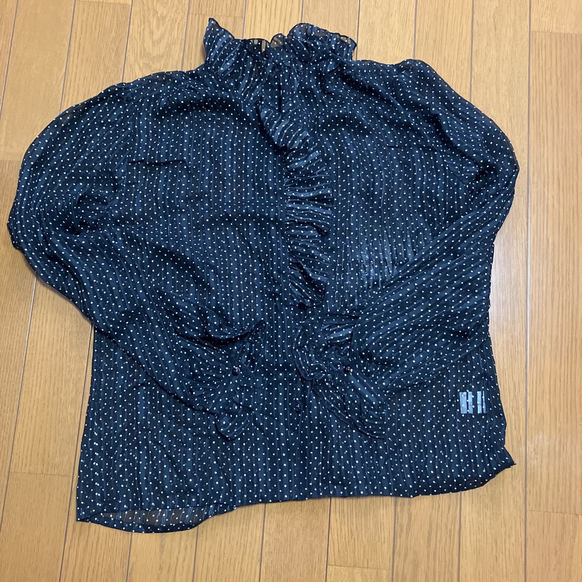 長袖ドットシアーブラウス ほんのりラメ ゆったりサイズ拍卖