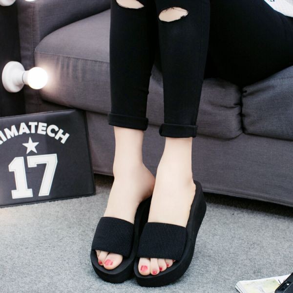 sa15 【黒】【24cm】 厚底 サンダル ボーダー レディース 身長アップ シャワーサンダル ビーチサンダル ビーサン 人気 アウトドア 海 夏拍卖