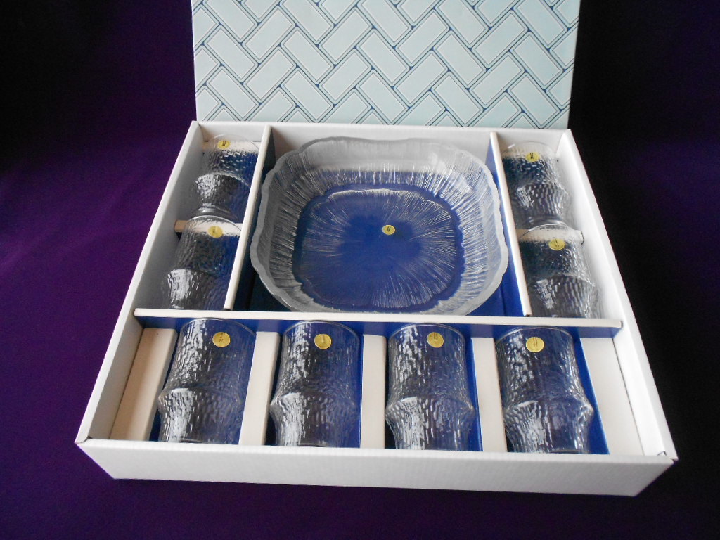 HOYA ☆盛皿付タンブラーセット☆ 未使用 グラス カップ 皿 鉢 盛鉢 デザート皿 ギフト拍卖