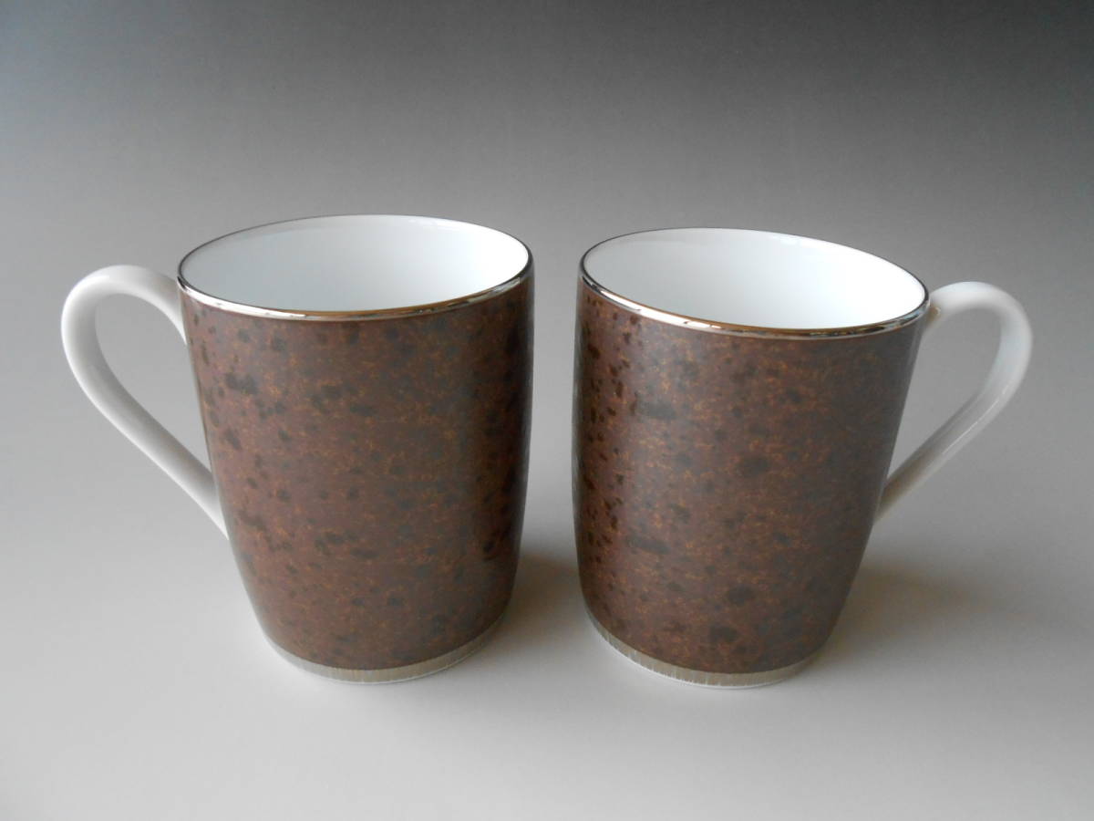 ノリタケ! ☆クリフ・ペアマグカップ☆ 新品 コーヒー 紅茶 カップ&ソーサー ラテ エスプレッソ ギフト拍卖