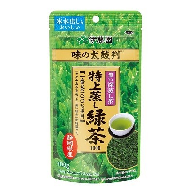 **送料無料・離れ島含む/伊藤園味の太鼓判 特上蒸し緑茶 1000 / 100g (茶葉)x2 /ポスト投函/代引き不可拍卖