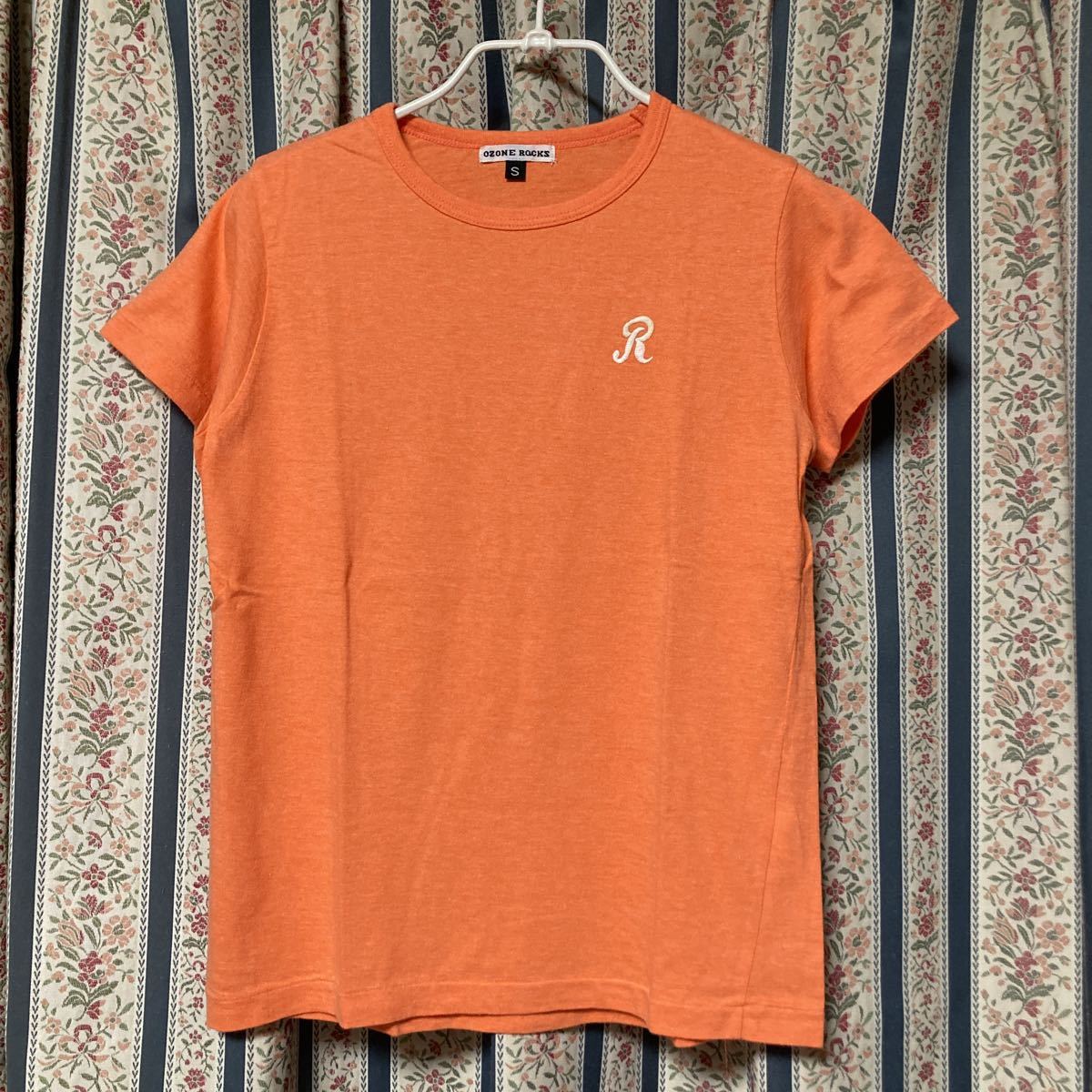 オゾンロックス Rロゴ刺繍 シンプル半袖Tシャツ チビT オレンジ拍卖