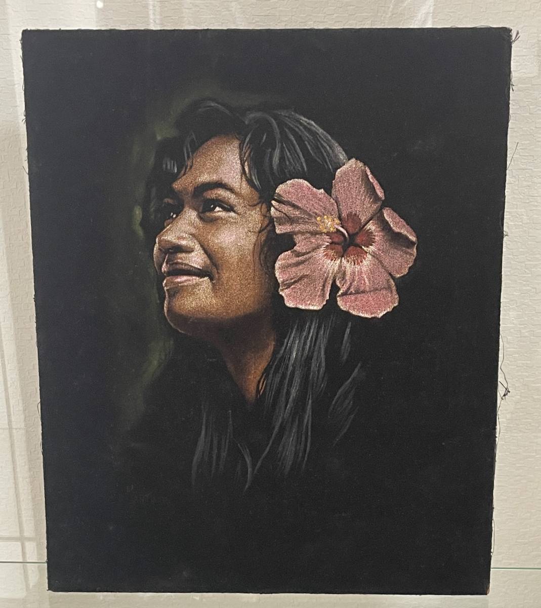 ビンテージ Black Velvet ポリネシアガール with ハイビスカス martinis 作拍卖