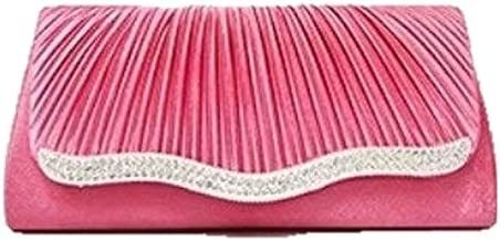 新品●パーティーバッグ サテンプリーツ●ピンク ●送料無料● チェーンベルト 2本付き ショルダーにも なる拍卖