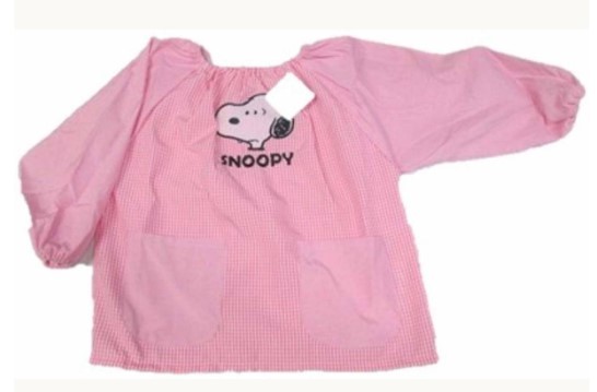 新品●スヌーピー 女の子 子供用 スモック ピンク サイズ110 一人で着れる。 保育園 幼稚園 入園準備拍卖