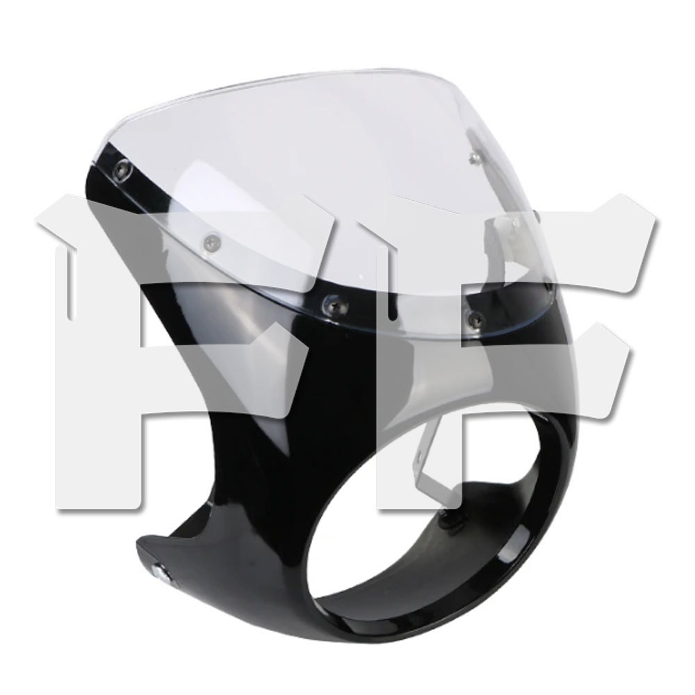 オートバイ 7インチ ヘッドライト フェアリング カバー カウル ハーレー ホンダ ヤマハ スズキ 光沢黒 透明 新品拍卖