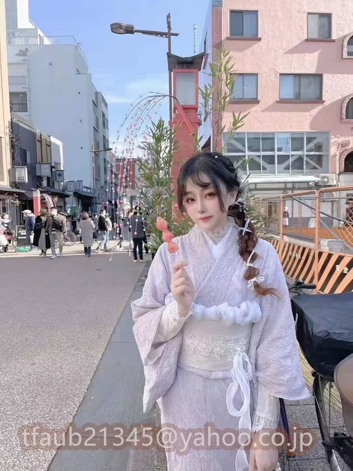 【ケーリーフショップ】レースの小紋着物 成人式 163CM 成人式 総レース 仕立て上がり単品拍卖