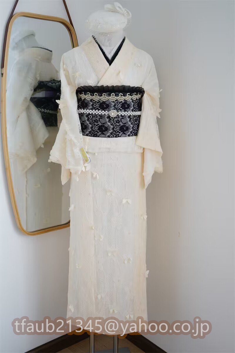 【ケーリーフショップ】 レースの小紋着物 成人式 163CM 成人式 総レース 仕立て上がり単品 あんず色 拍卖