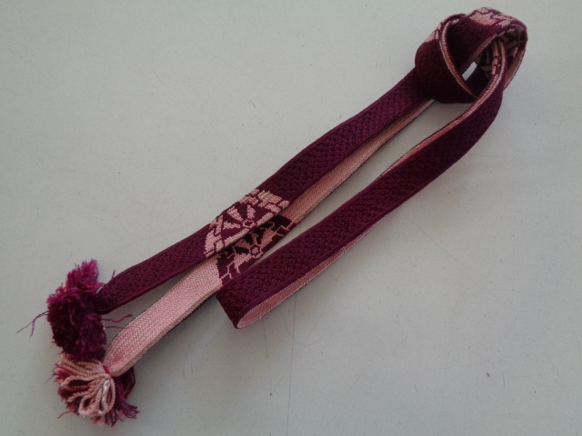 a493-60 帯締め 正絹 片車輪文 平組 アンティーク拍卖