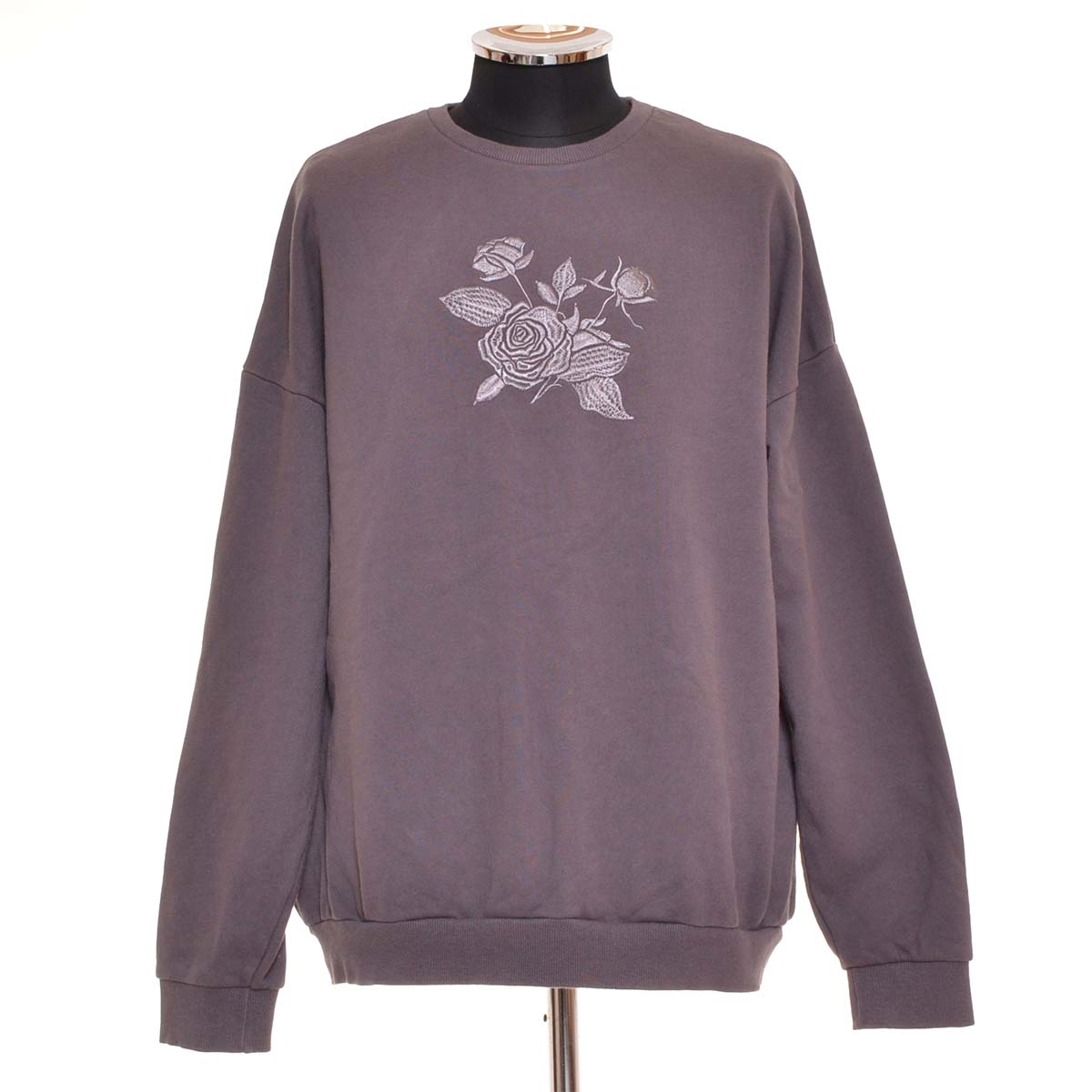 ●467444 HARE ハレ ●スウェットシャツ トレーナー ローズ刺繍 HA020201CF サイズS メンズ パープル系 グレー拍卖