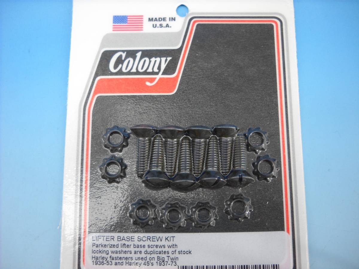 BT 1936-53 45's 1937-73 ナックル パン WL UL タペットブロック リフターベーススクリュー ボルト 黒 Colony Parkerized拍卖