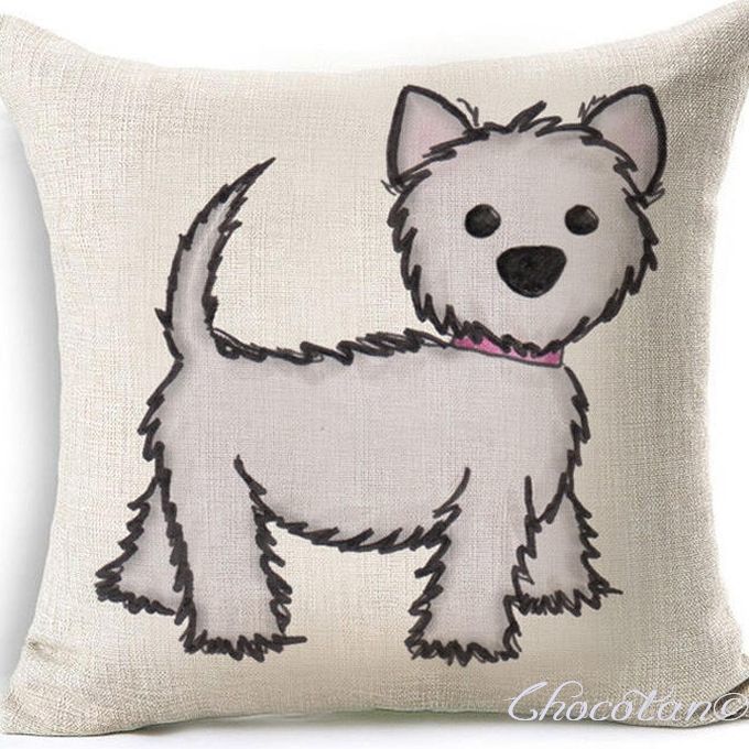 【送料無料】シンプル イラスト ヨークシャーテリア クッションカバー【新品】拍卖