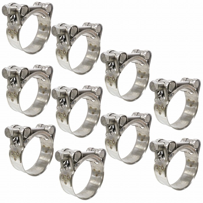 強力 Tボルトクランプ マフラーバンド 10個セット 44-47mm ホース バンド ステンレスマフラークランプ拍卖