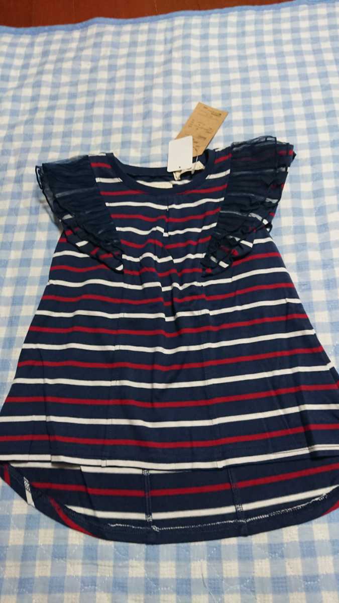 〇♪141☆未使用・保管品☆gaya☆チュールフリルがかわいいカットソー 紺BD130拍卖