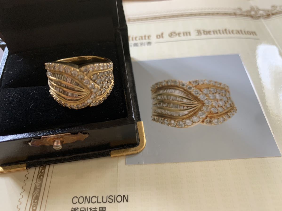 宝石鑑別書付き 18k D1.80ct 指輪 リング 天然ダイヤモンド ゴールド 金 天然ダイアモンド 17号拍卖