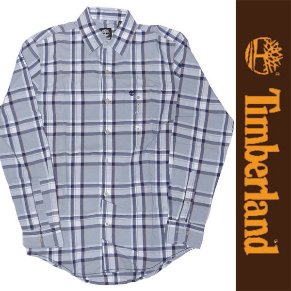 送料無料 新品 Timberland L/S SHIRT ティンバーランド 長袖シャツ チェック グレー コットン アウトドア 胸ポケット S 正規品拍卖