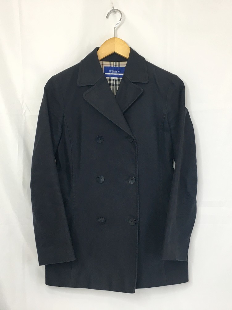 BURBERRY BLUE LABEL バーバリーブルーレーベル ショート丈コットントレンチコート サイズ:38 カラー:ダークネイビー拍卖