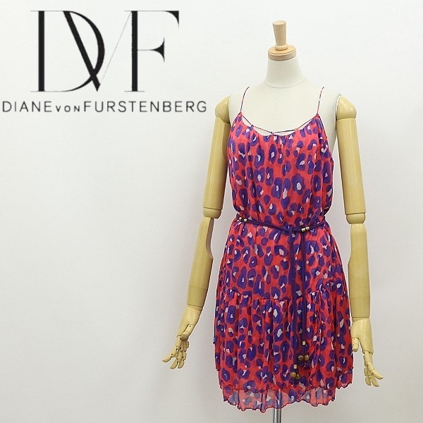 ◆DIANE von FURSTENBERG soleil swim ダイアンフォン ファステンバーグ BEACH CALLIN シルク100% シフォン 総柄 キャミソール ワンピース拍卖