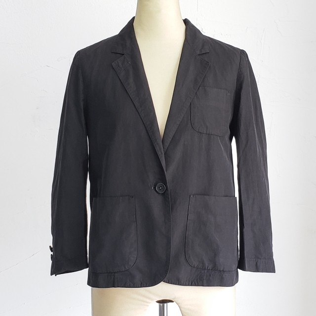 マーガレットハウエル シルク混 コットン ジャケット 半端袖 1 日本製 ブラック MARGARET HOWELL拍卖