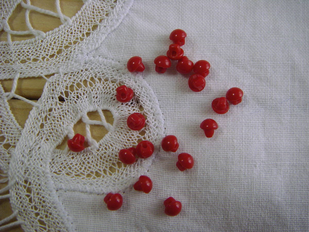 ③ ぬいぐるみ 半丸 目玉ボタン 赤 濃いめ 4㎜ 20個拍卖