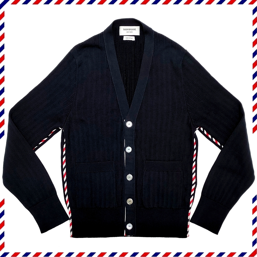 ★0★トムブラウン★エアーメール★カーディガン★トリコロール★THOM BROWNE★VARIEGATED RIB RWB AIRMAIL CARDIGAN★MKC234A-00219415★拍卖