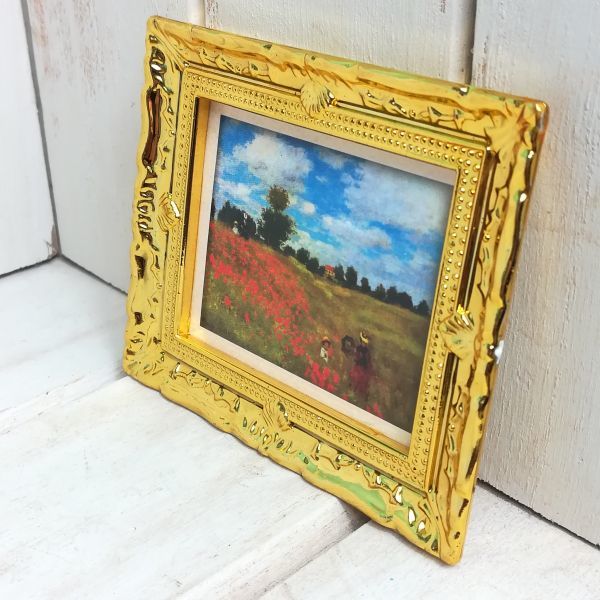 p123◆和やかなお花畑◆ ドールハウス 用 ミニチュア 絵画 ピクチャー 壁画 人物画 美術品 絵 Doll House Blythe ブライス リーメント拍卖