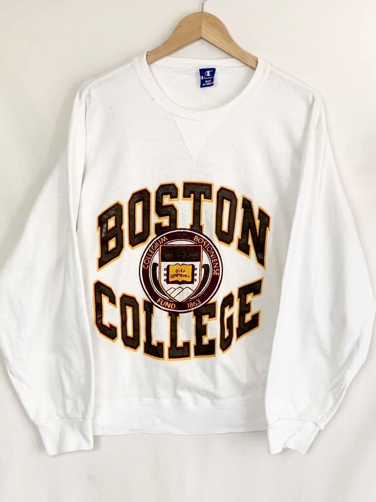 希少 80s USA製 ビンテージ チャンピオン 刺繍 青タグ 3段 アーチ ロゴ スウェットL 前V ミシガン プリント /リバースウィーブ拍卖