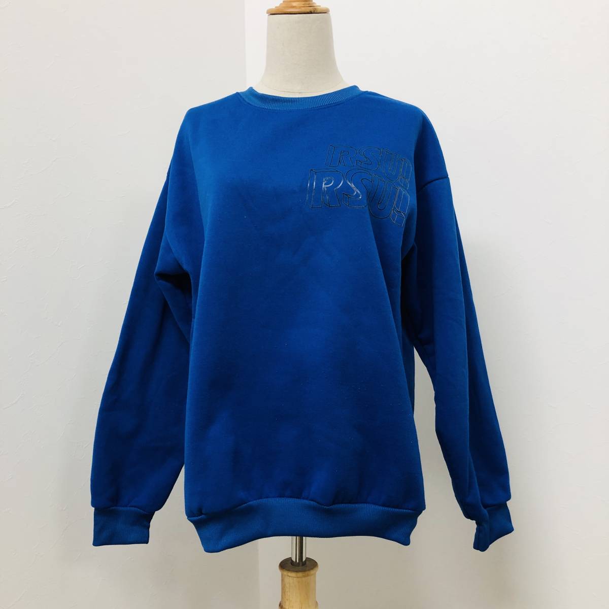 a00704 iG. ユニセックス トレーナー 長袖 カジュアル ブルー 古着 USED 人気 秋冬 シンプルデイリーカジュアル 韓国製 韓国アイドル風拍卖