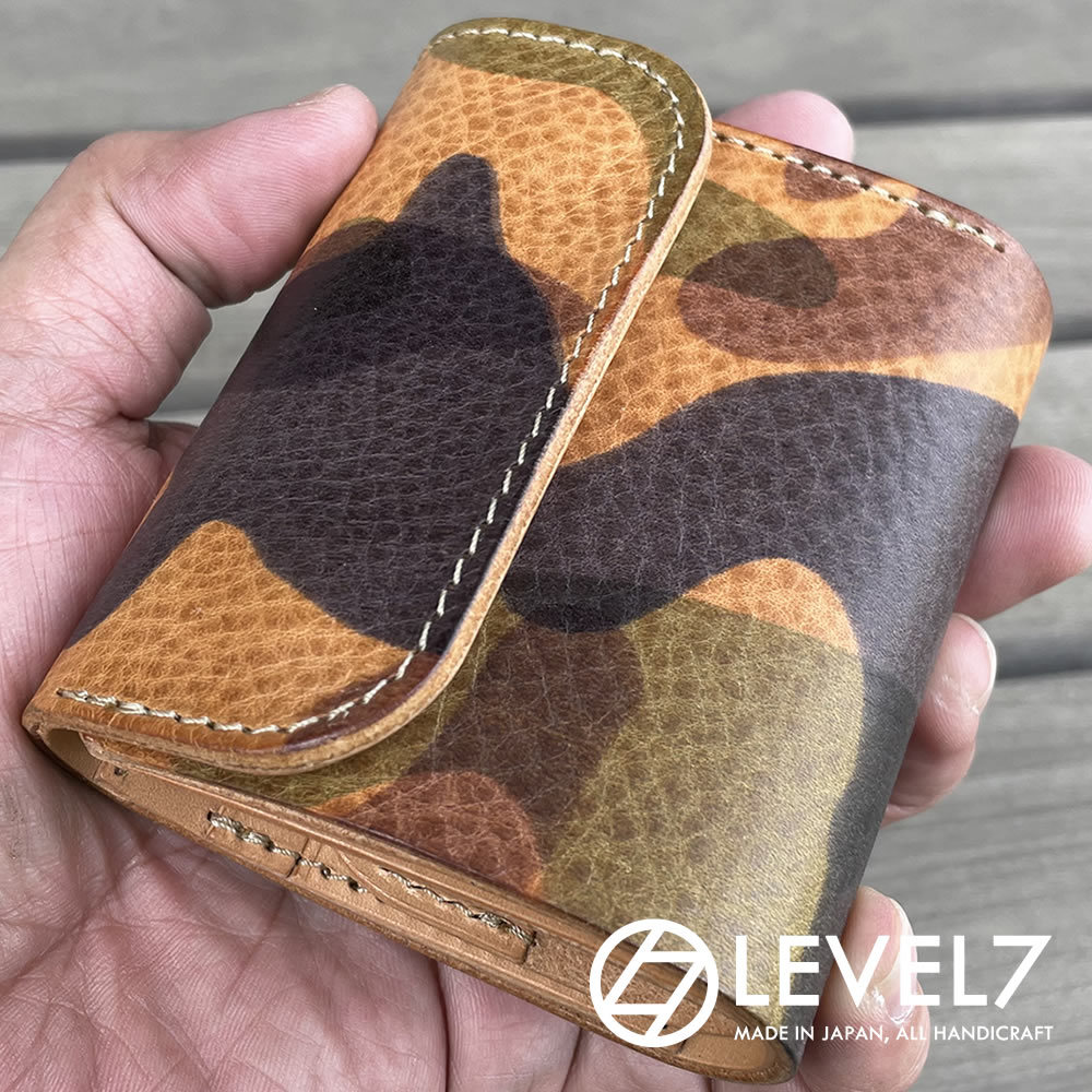 日本製 ハンドメイド イタリアンレザー/カモフラージュ 迷彩染色のコンパクトウォレット/ミニウォレット 日本製 CW001CAMO-CA LEVEL7拍卖