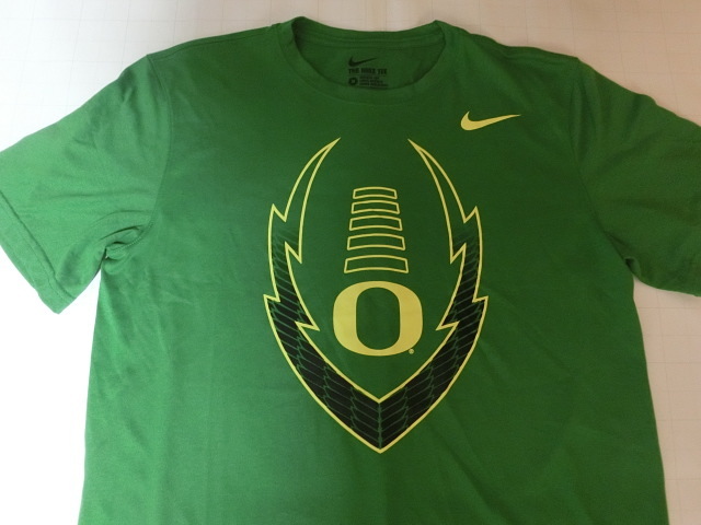 ◆USA購入 激レア 【Nike】機能素材【DRI FIT】USカレッジ【OREGON DUCKS】オレゴン大学ダックス アメフト【O】ロゴプリントT US XL GREEN拍卖
