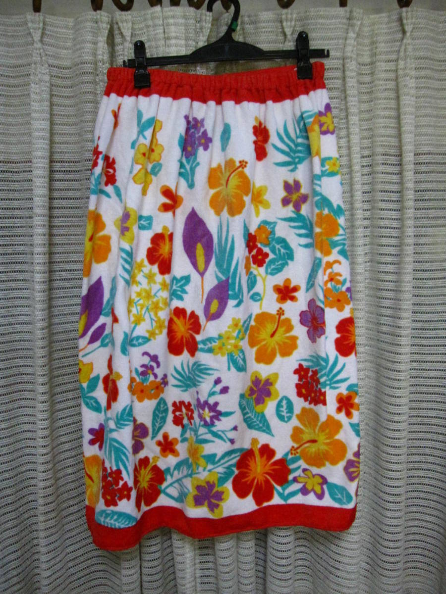 ラップタオル 新品 巻きスカート 花 ハイビスカス 柄 華 模様 ロング 格安 子供 男女 兼用 春 冬 F フリー お洒落 可愛 綿 スイミング 温泉拍卖