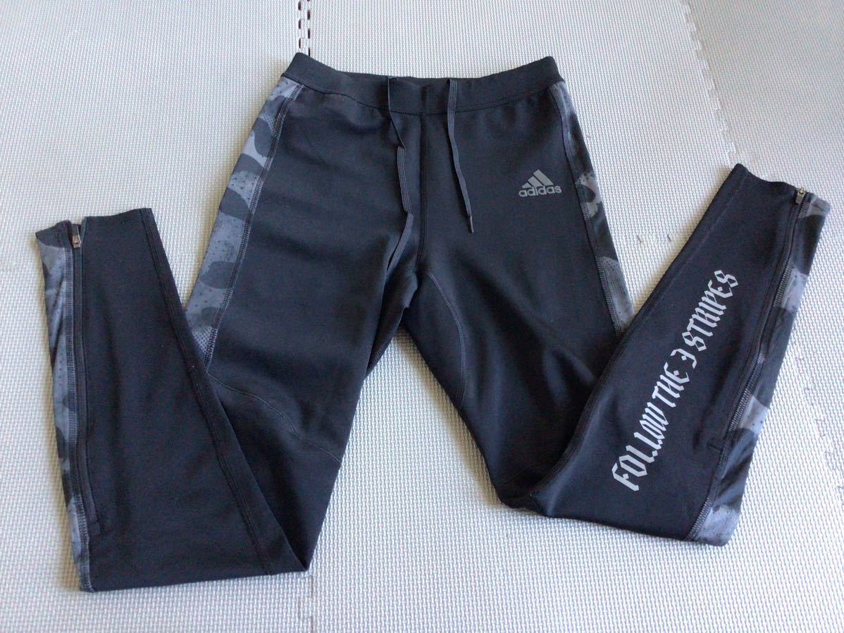 アディダス ADIDAS パンツ ボトムス ランニングタイツ カモ FOLLOW THE 3STRIPES M ブラック 黒 ランニング ジョギング スパッツ GDO71拍卖