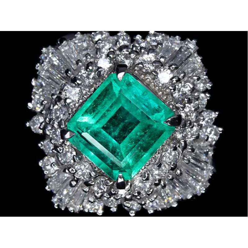 買蔵 エメラルド 2.793ctダイヤモンド リング 総計1.43ct 13.5号 プラチナ コロンビア産 指輪拍卖