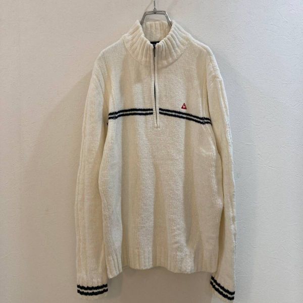 le coqsportif/ルコックスポルティフ ハーフジップアップ セーター ホワイト 白 メンズ M拍卖