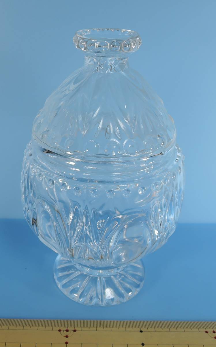 ☆25H 昭和レトロ■ガラス製 脚付き キャンディーポット/容器拍卖