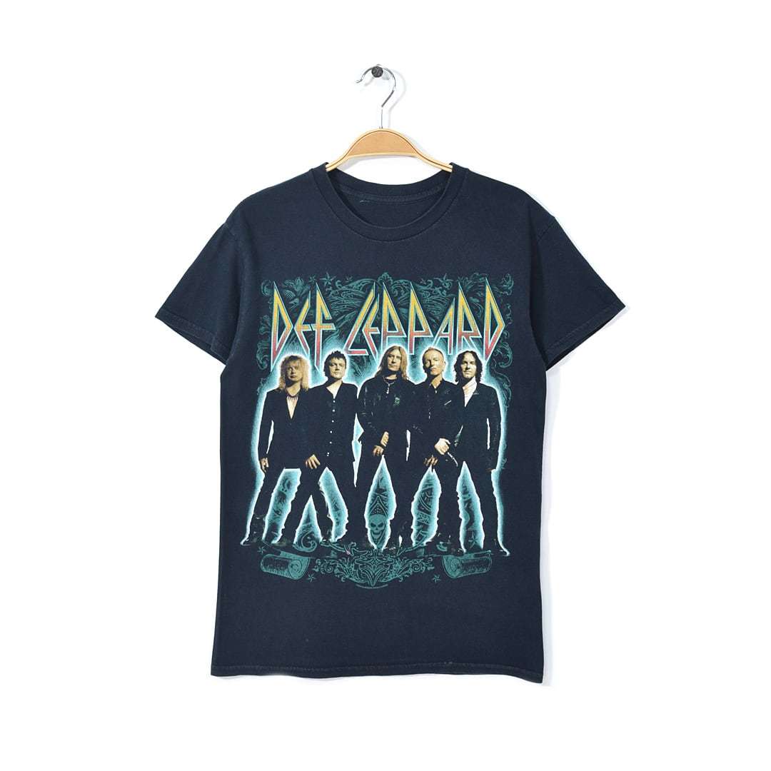 【送料無料】デフレパード ハードロックTシャツ バンドTシャツ 黒 DEF LEPPARD サイズS相当 古着 @AB0013拍卖