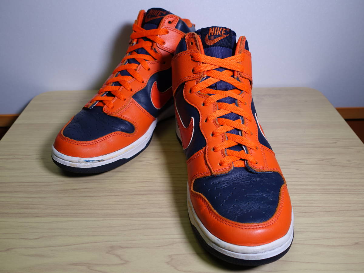 ◇ NIKE ナイキ DUNK HIGH LE ダンク ハイ HI 2002年製【630335-481】◇ 26.0cm スニーカー ネイビー オレンジ拍卖