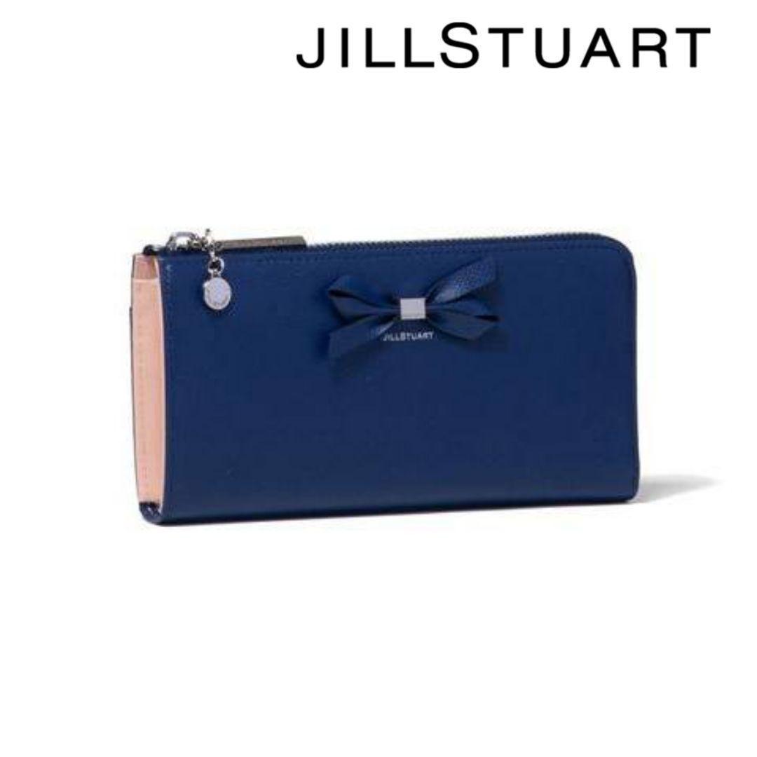 【新品タグ付き】ジルスチュアート L字型ラウンドファスナー長財布 ネイビー拍卖