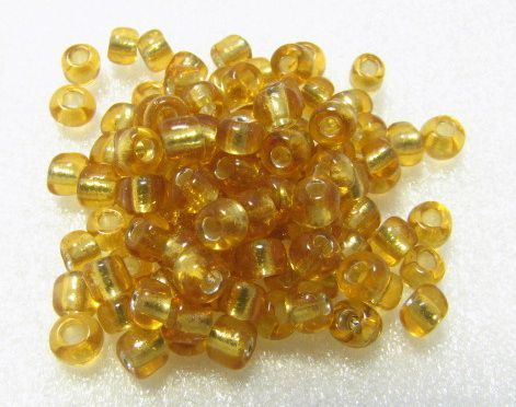 ガラスビーズ シルバーライン(M)3x4mm Lブラウン 約70個拍卖