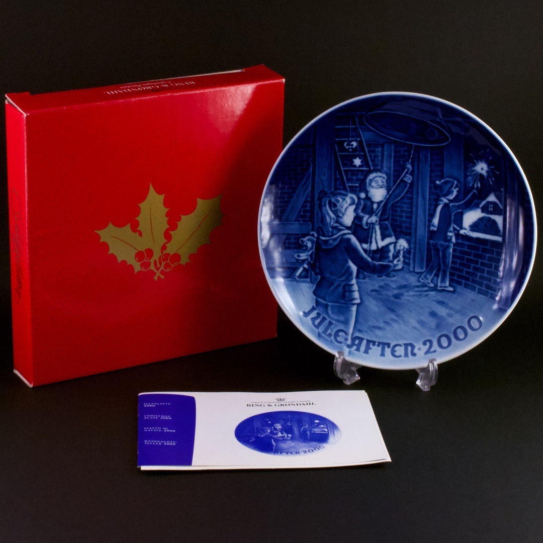 デンマーク ビングオーグレンダール(Bing Grondahl) クリスマス 飾り プレート 皿 2000 Christmas at the Bell Tower拍卖
