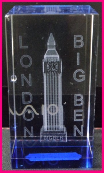 【3D:クリスタルガラス】★ロンドン:ビッグベン・LONDON BIGBEN:クリスタル置物:インテリア置物: レーザーアート★お得橋本拍卖