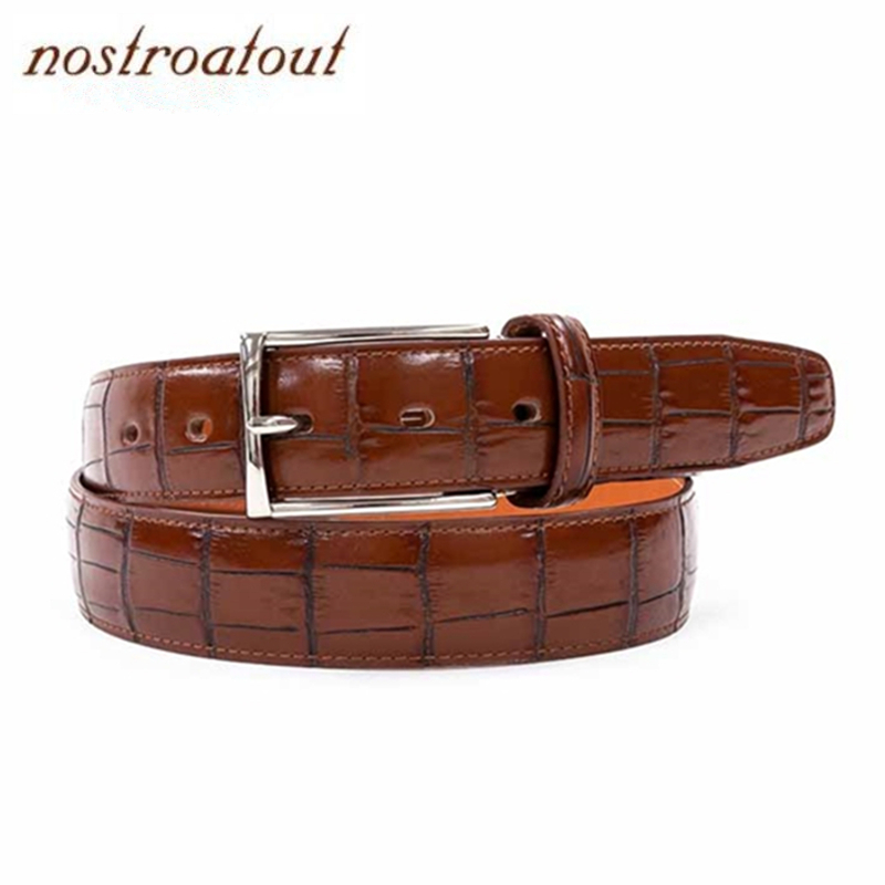 ベルト日本製メンズ チャ クロコダイル型押しベルト カット調整可 牛革 守屋 nostroatout ノストロアトゥー NA-7120122TYA拍卖