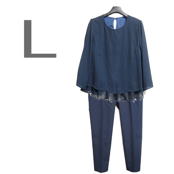 ●新品/洗える/UV/O.N.K.Y.O/マタニティ/セットアップ/L/ブラウス/パンツ/ネイビー系/レディース●f9209拍卖