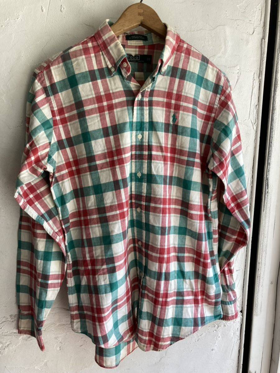 ポロラルフローレン チェックシャツ ビンテージ アメリカ製 USA製 オールドラルフ拍卖