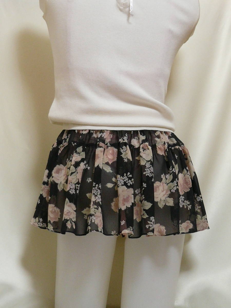 ♪♪黒地に薄ピンク薔薇柄の超マイクロミニ☆セクシーにシースルー^^♪♪ 拍卖