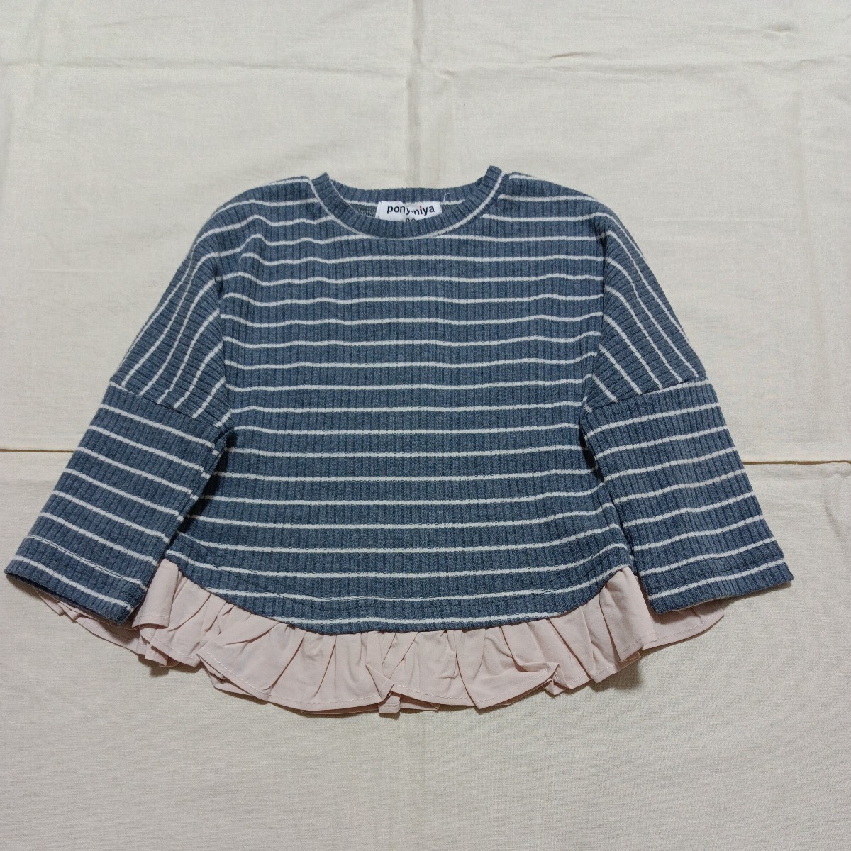 【未使用】ベビー 赤ちゃん 80 藍色 長袖 トップス ボーダー シンプル (w16248)拍卖